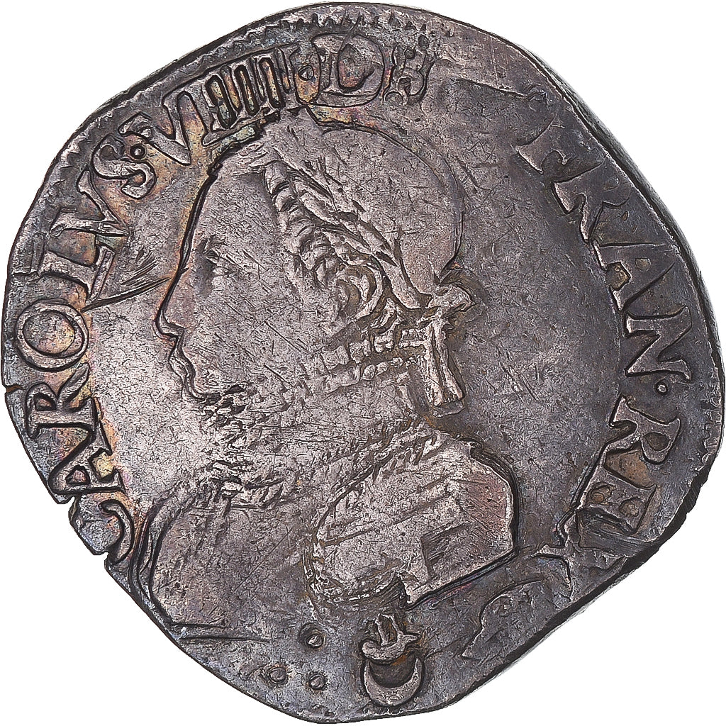 Monnaie, France, Charles IX, Teston aux 2 C couronnés, 1567, Bordeaux, TB+
