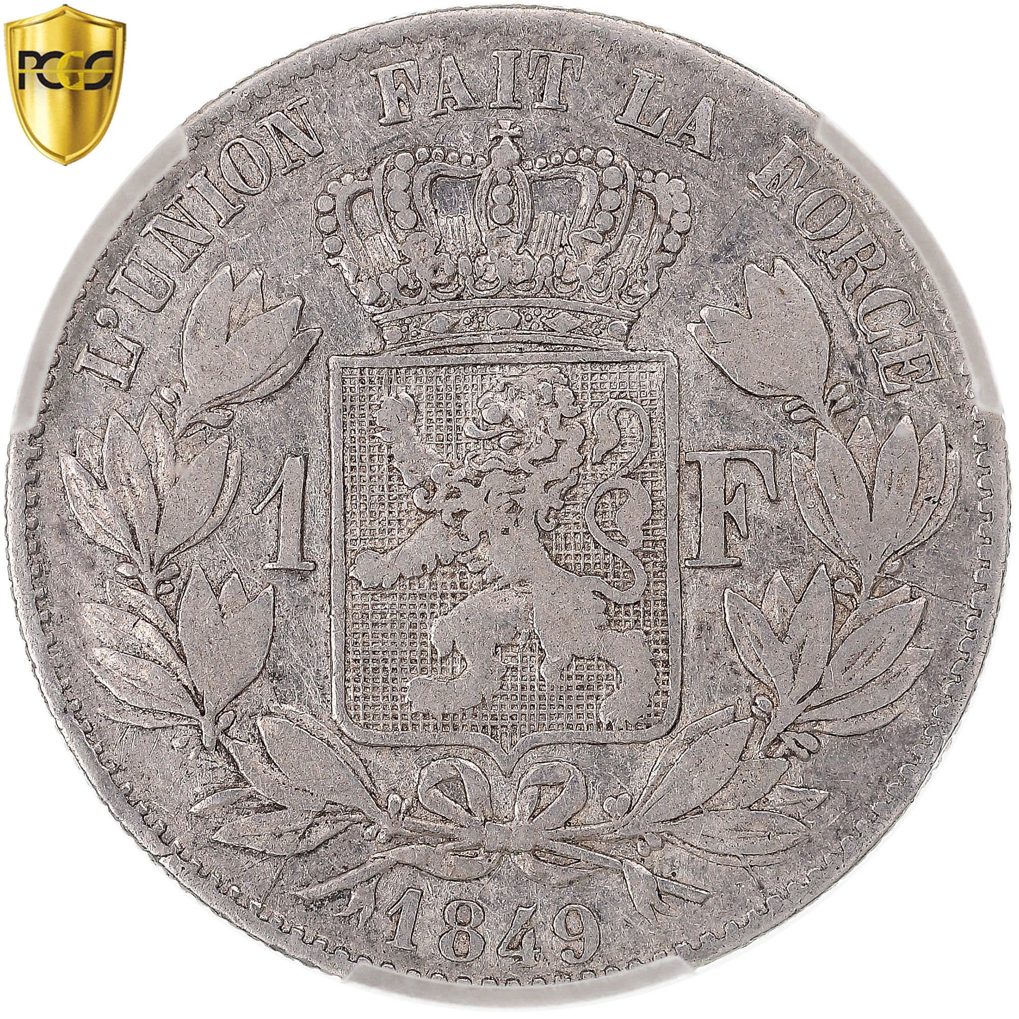 Belgium, Leopold I, Franc, 1849, Brussels, Silver, PCGS, VF Detail, KM:16.1
