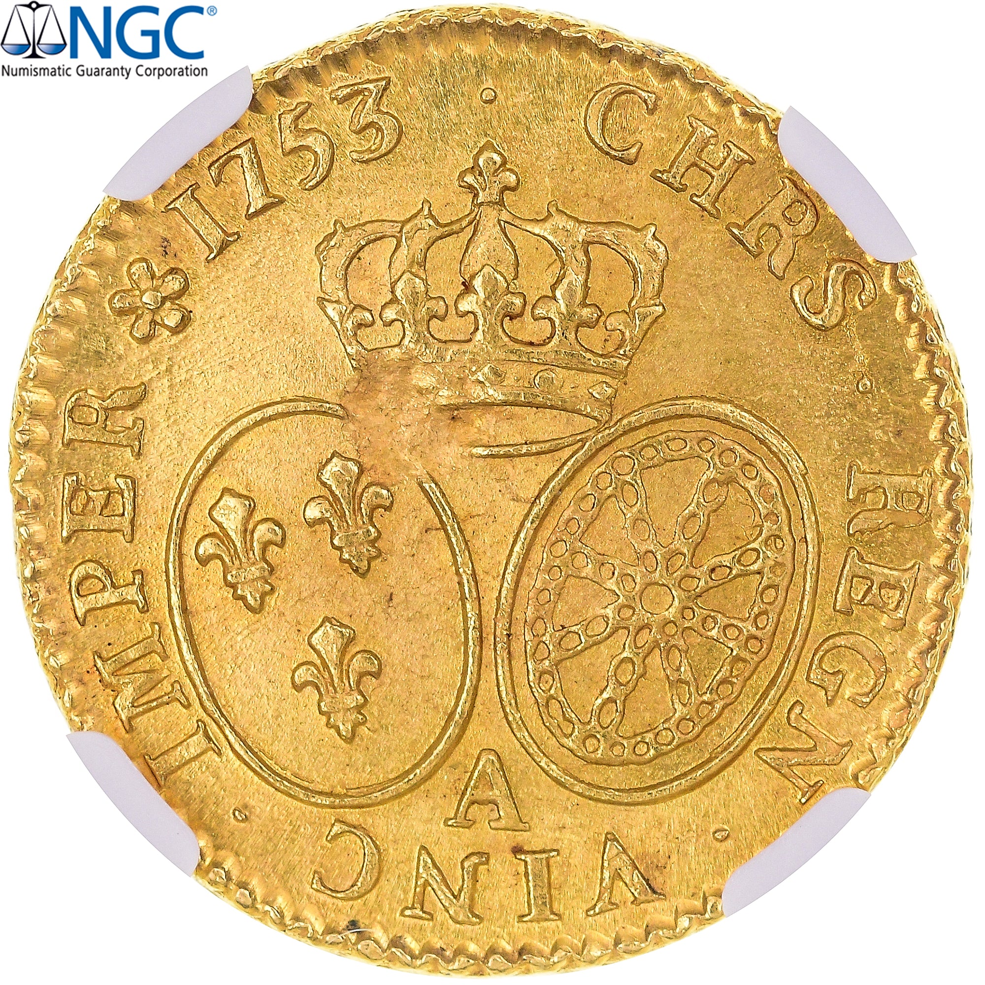 France, Louis XV, louis d'or au bandeau, 1753, Paris, 2nd semestre, Or, NGC