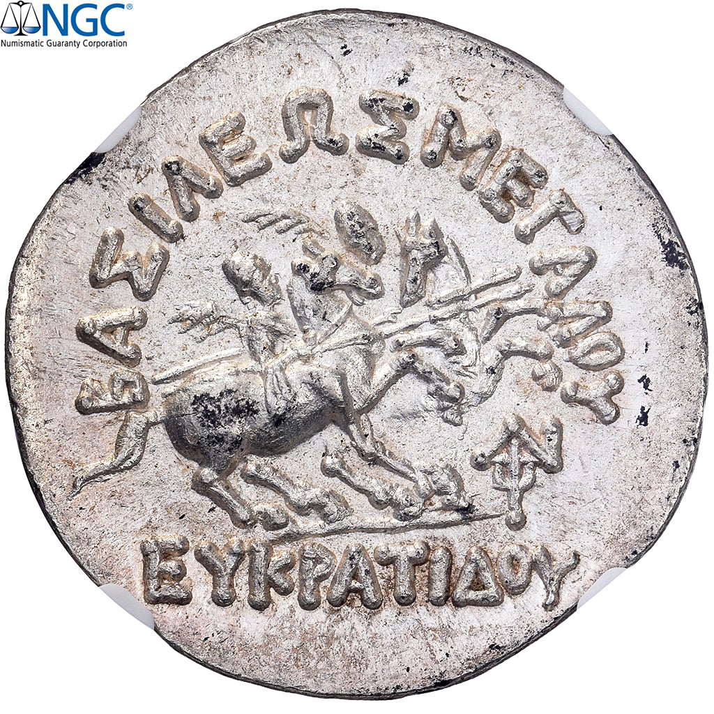 Koninkrijk Bactriane, Eukratides I, Tetradrachm, ca. 170-145 BC, Zilver, NGC, MS