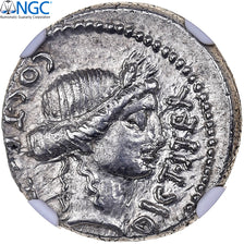Julius Caesar, Denarius, 46 BC, Utica?, Plata, NGC, AU 4/5-5/5, Crawford:467/1a