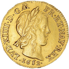 France, Louis XIV, 1/2 louis d'or à la mèche longue, 1652, Arras, Gold