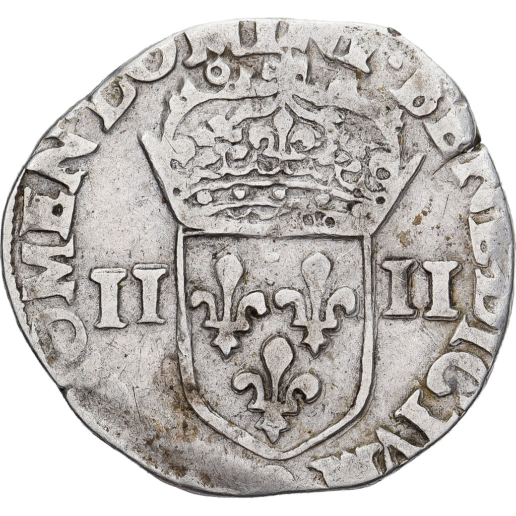 Munten, Frankrijk, Henri III, 1/4 Ecu, Rennes, FR+, Zilver, Gadoury:494