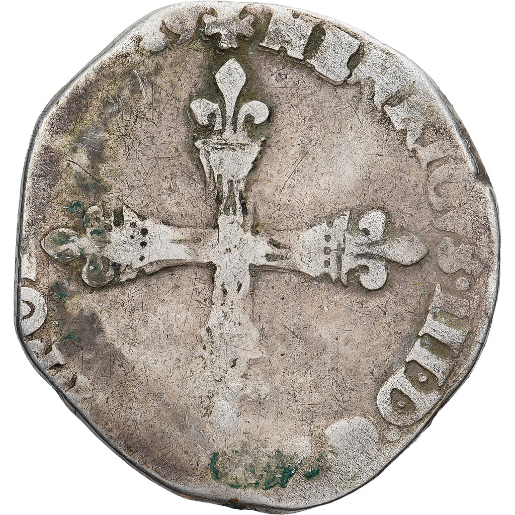Munten, Frankrijk, Henri III, 1/4 Ecu, 1589, Paris, FR, Zilver, Gadoury:494