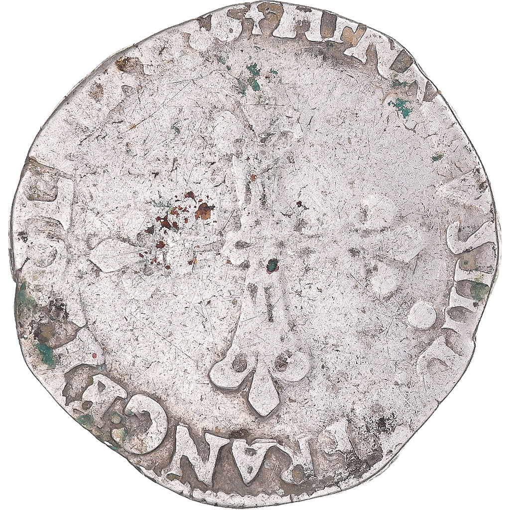 Moneta, Francia, Henri III, 1/8 Ecu, 1586, Rennes, MB+, Argento, Gadoury:485
