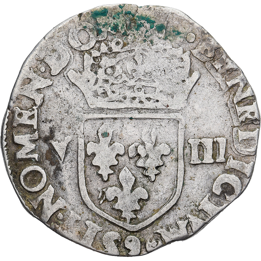 Munten, Frankrijk, Henri III, 1/8 Ecu, 1586, Rennes, FR+, Zilver, Gadoury:485