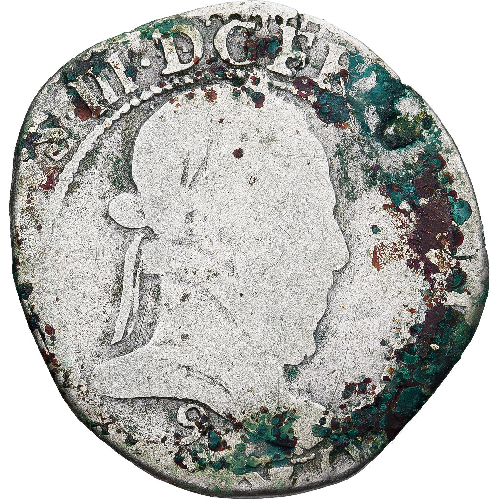 Munten, Frankrijk, Henri III, 1/2 Franc au col plat, 1576, Rennes, FR, Zilver