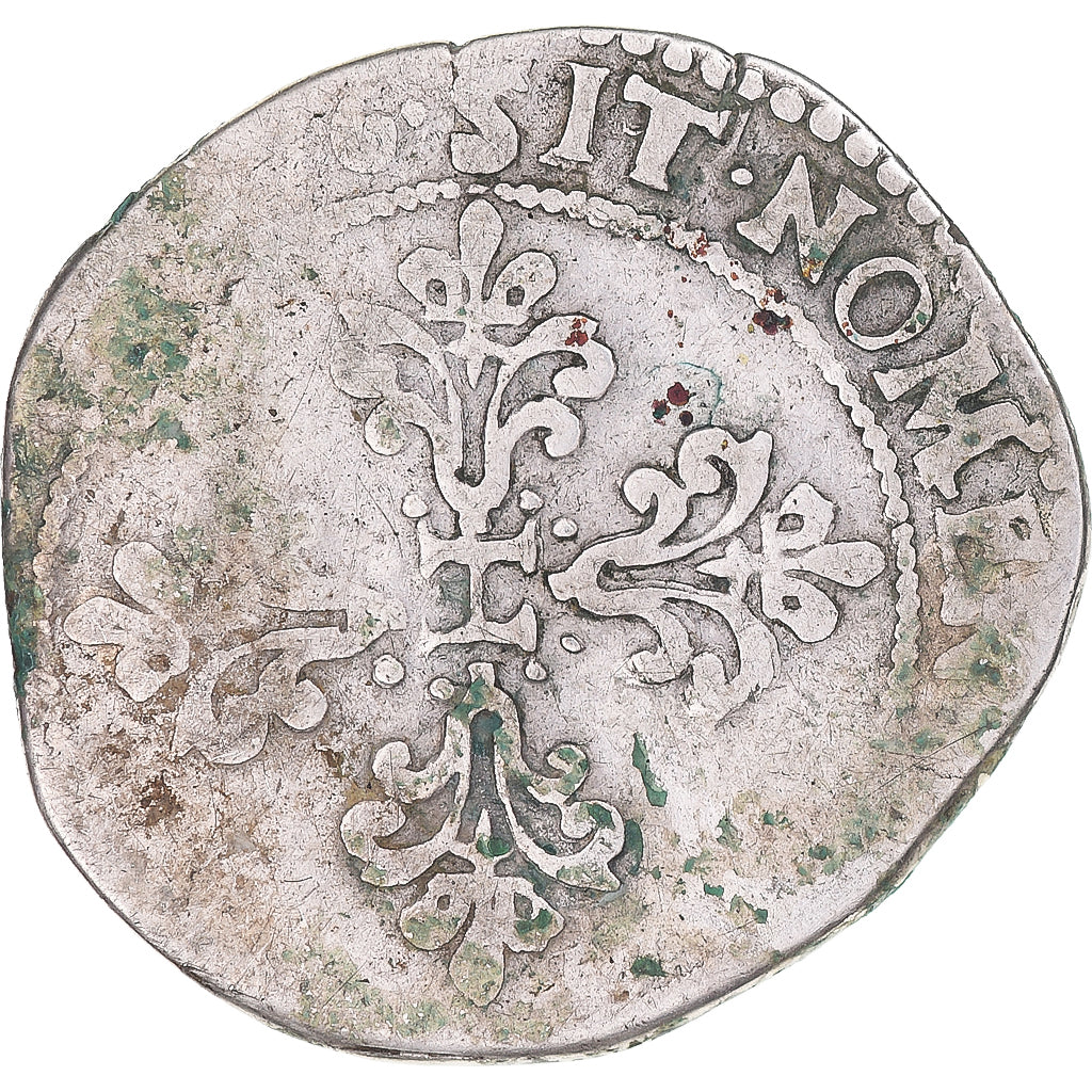 Moneta, Francia, Henri III, 1/2 Franc au col plat, 1576, Rennes, MB, Argento