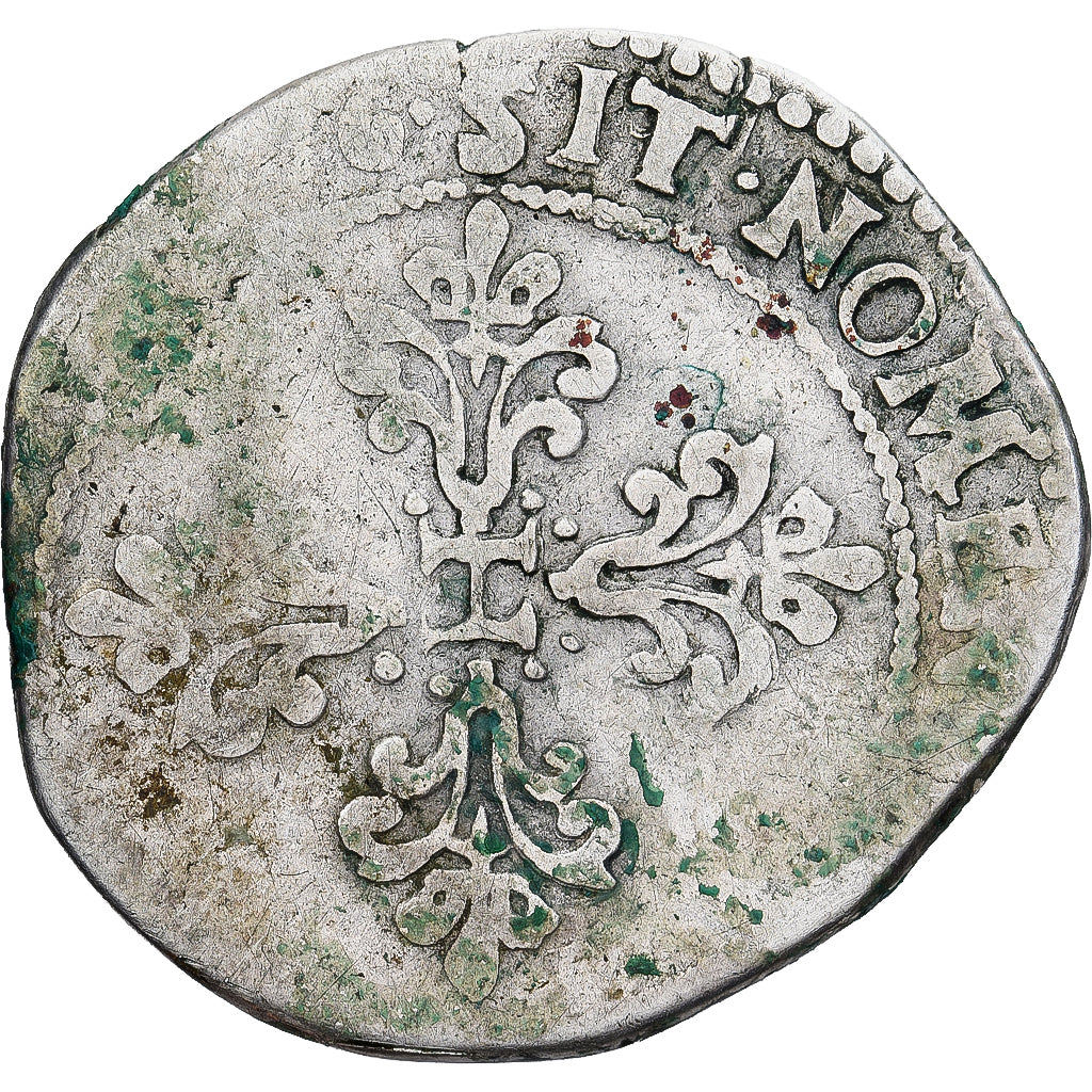Munten, Frankrijk, Henri III, 1/2 Franc au col plat, 1576, Rennes, FR, Zilver