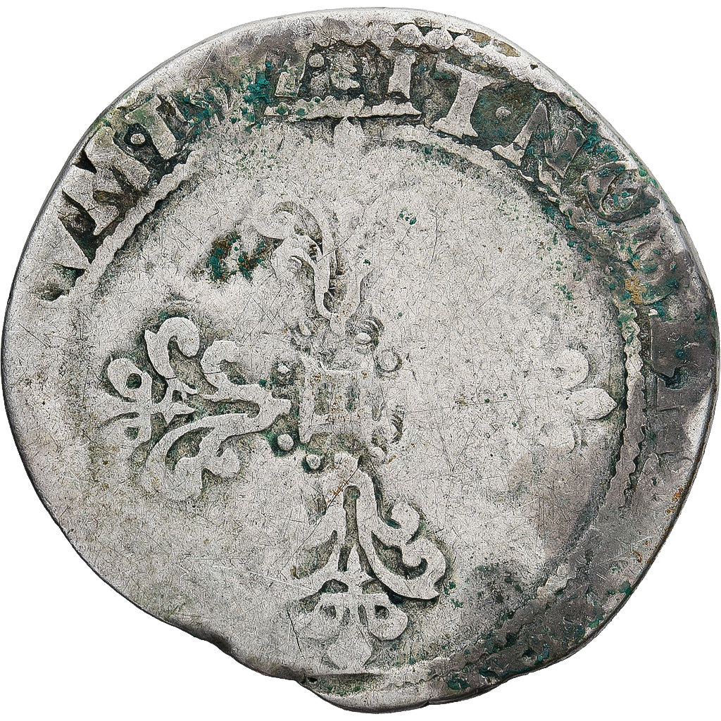 Munten, Frankrijk, Henri III, 1/2 Franc au col plat, Nantes, ZG+, Zilver