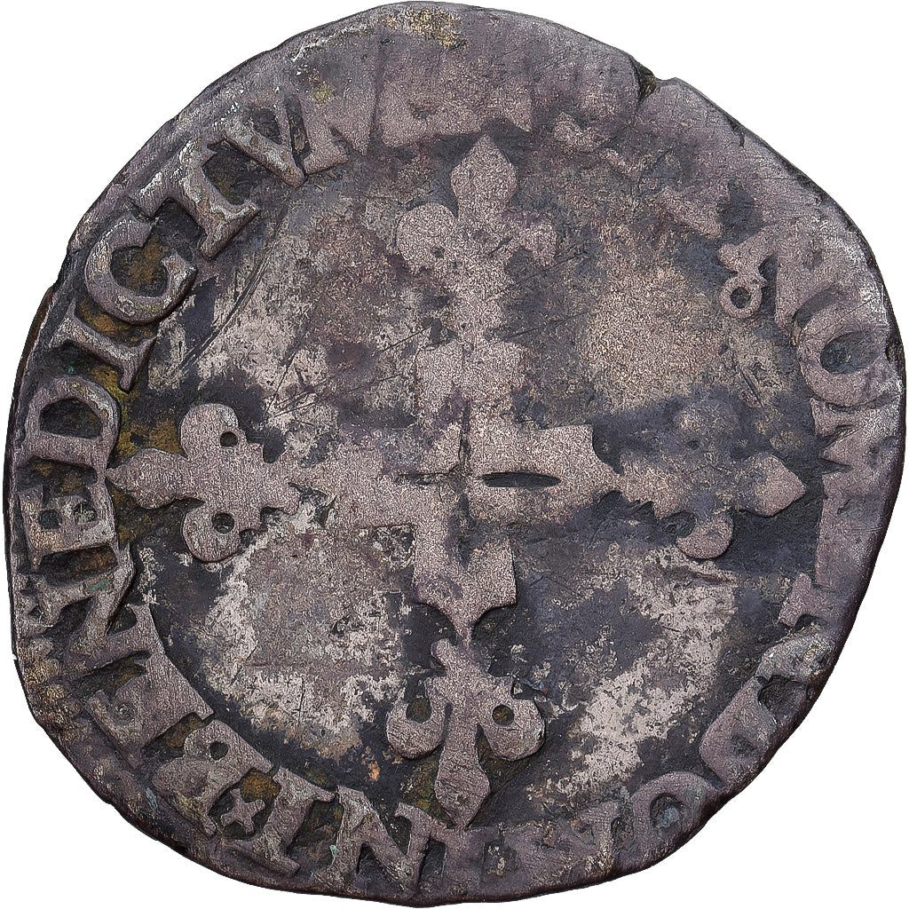 Moneda, Francia, Henri III, Double Sol Parisis, 1582, Montpellier, BC+, Vellón