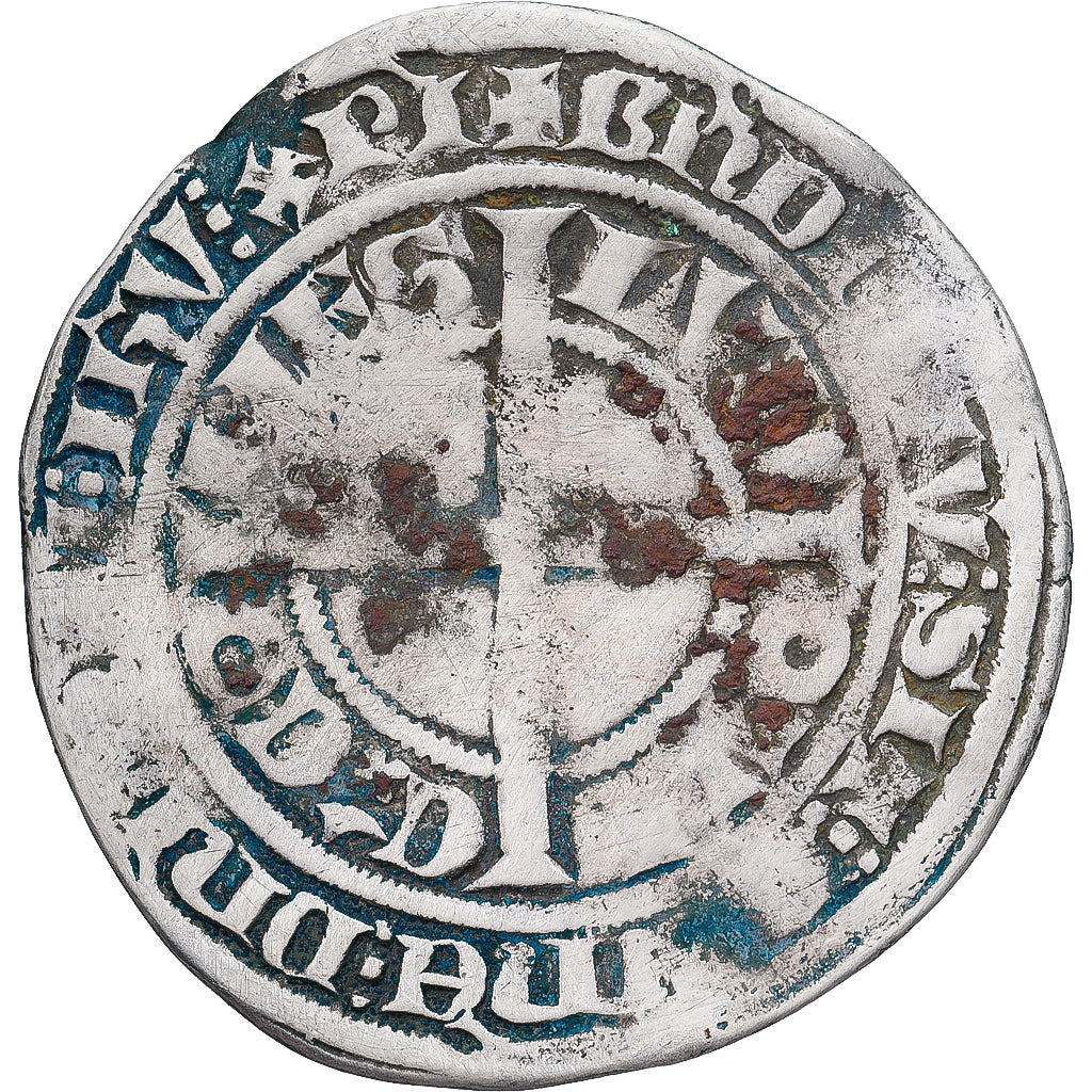 Moneda, Francia, Flanders, Louis II de Mâle, Gros, 1346-1384, BC+, Plata