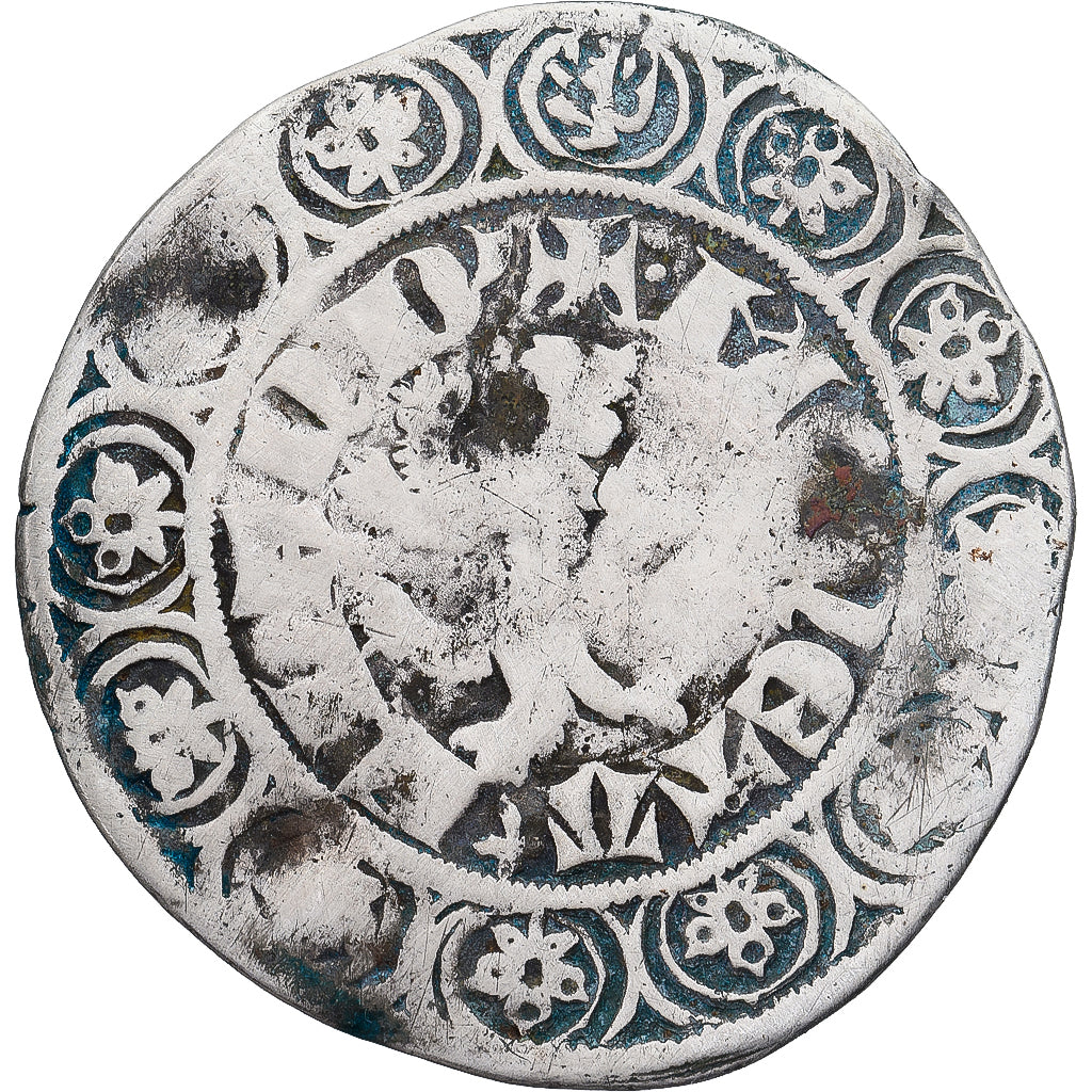 Moneda, Francia, Flanders, Louis II de Mâle, Gros, 1346-1384, BC+, Plata