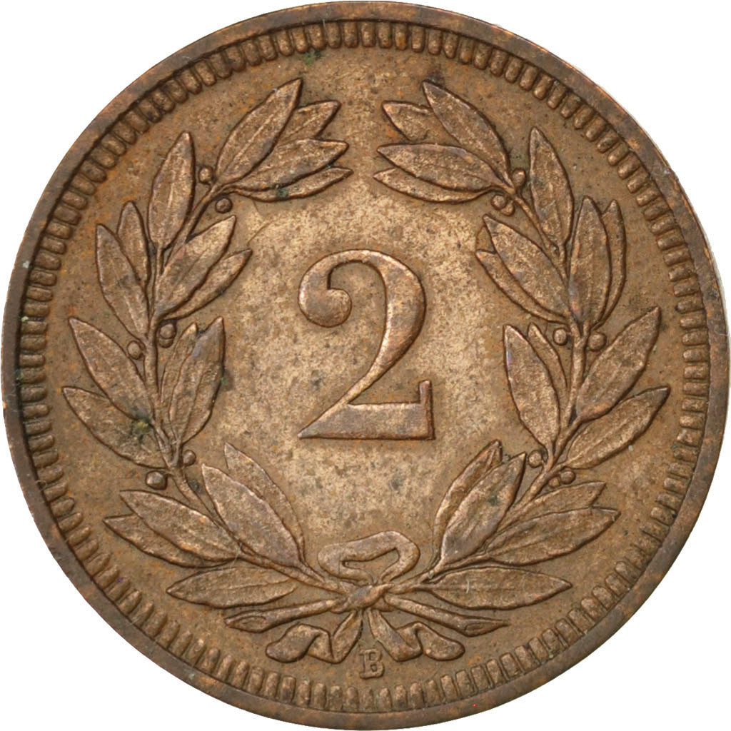 Coin, Switzerland, 2 Rappen, 1897, Bern, AU(50-53), Bronze, KM:4.2