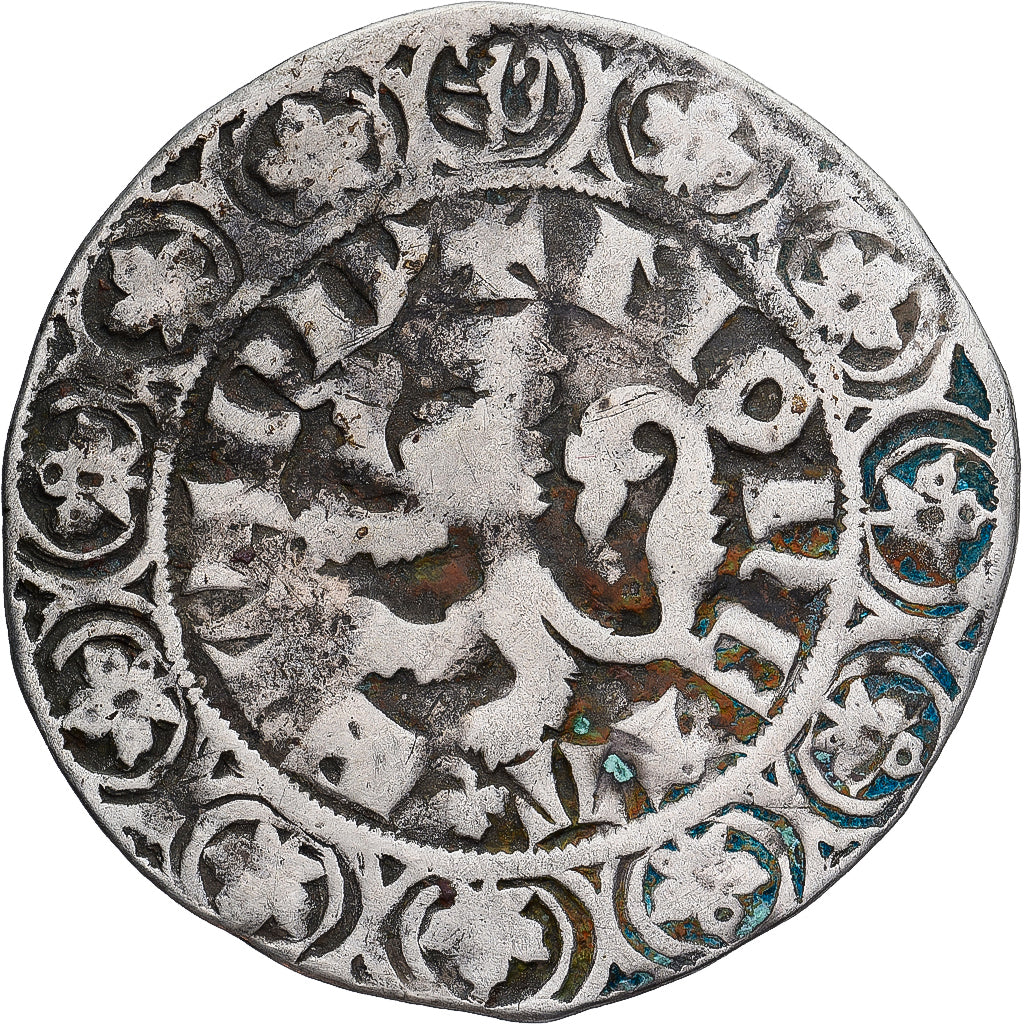 Moneda, Francia, Flanders, Louis II de Mâle, Gros, 1346-1384, BC+, Plata