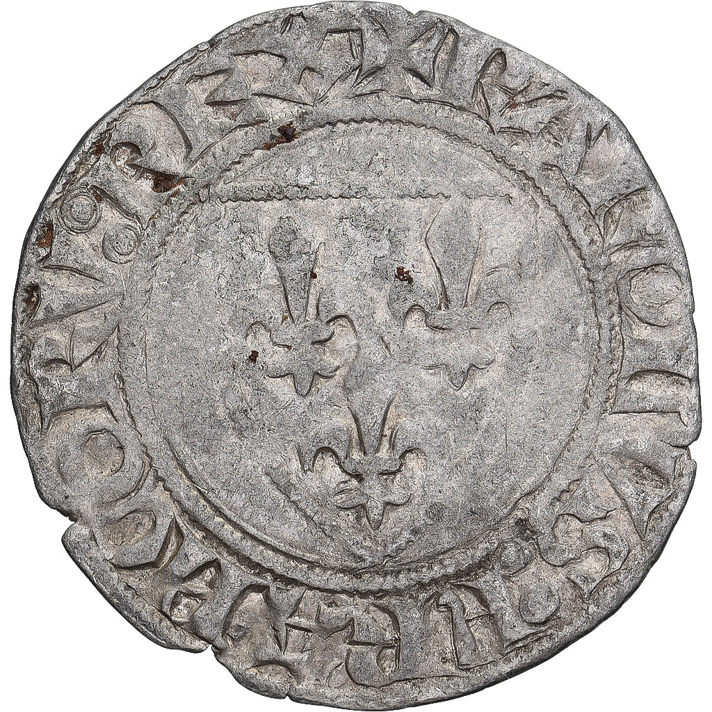 Münze, Frankreich, Charles VI, Blanc Guénar, 1389-1422, Angers, 2nd Emission