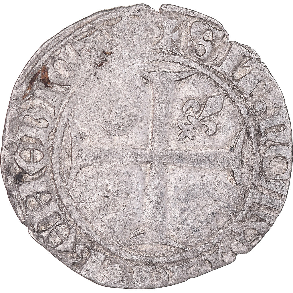 Moneda, Francia, Charles VI, Blanc Guénar, 1389-1422, Angers, 2nd Emission