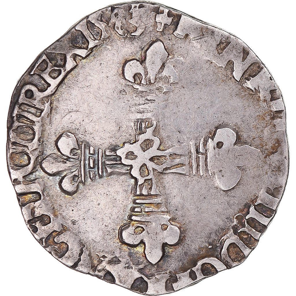 Moneta, Francia, Henri III, 1/8 Ecu, 1583, Rennes, MB+, Argento, Gadoury:485
