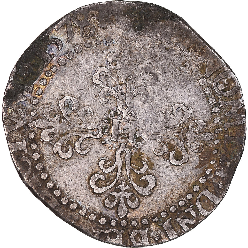 Moneta, Francia, Henri III, 1/4 Franc au col plat, 1578, MB+, Argento