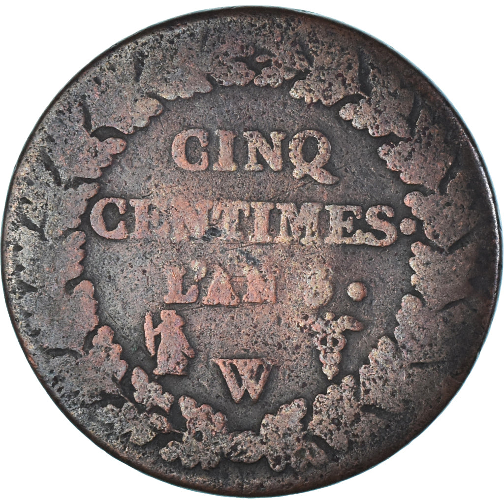 Moneta, Francja, Dupré, 5 Centimes, AN 5, Lille, VF(20-25), Miedź, Gadoury:126