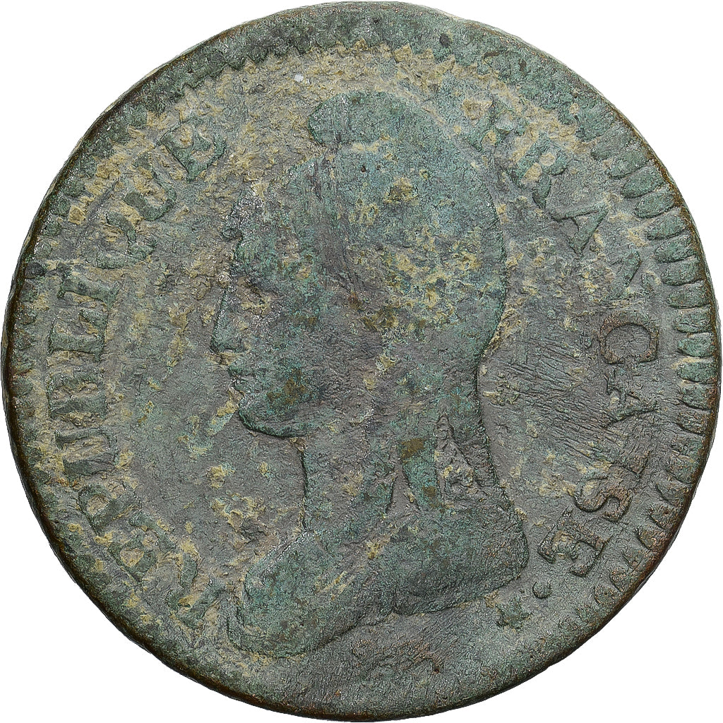 Moneda, Francia, Dupré, Decime, Paris, BC+, Cobre, Gadoury:187/187a