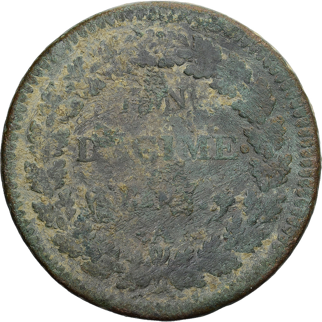 Moneda, Francia, Dupré, Decime, Paris, BC+, Cobre, Gadoury:187/187a