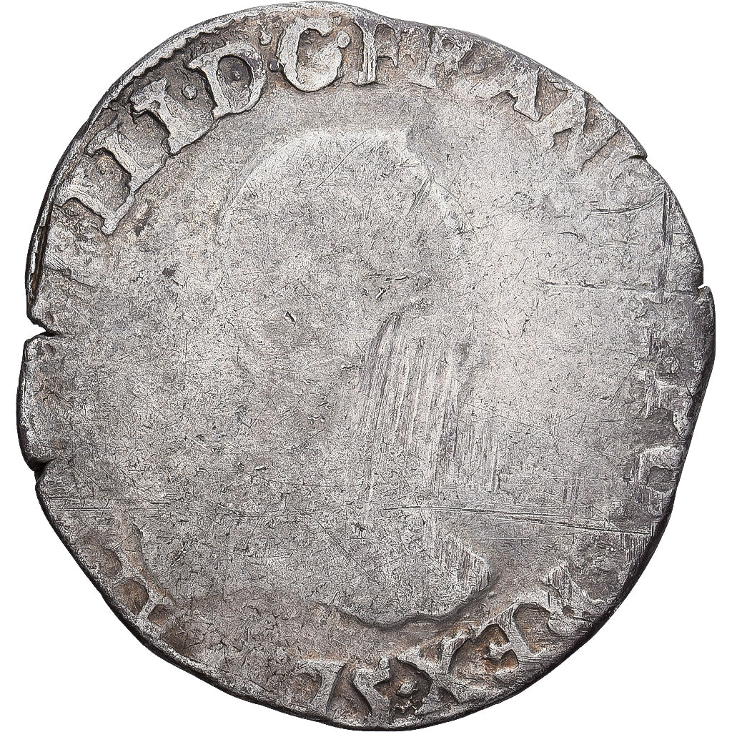 Moneda, Francia, Henri III, Teston, 1575, Nantes, BC+, Plata, Gadoury:493