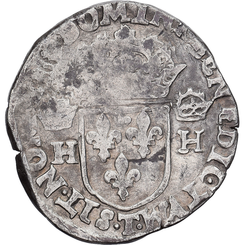 Moneda, Francia, Henri III, Teston, 1575, Nantes, BC+, Plata, Gadoury:493