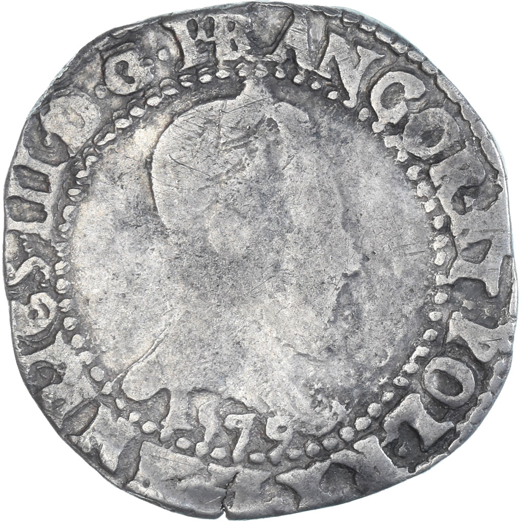 Moneta, Francia, Henri III, Franc au Col Plat, 1579, Bayonne, MB, Argento