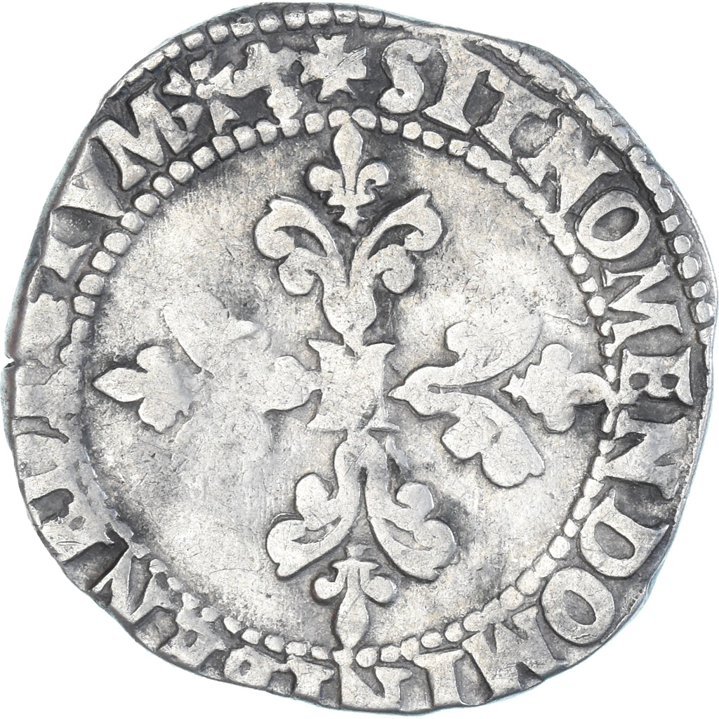 Moneta, Francia, Henri III, Franc au Col Plat, 1579, Bayonne, MB, Argento