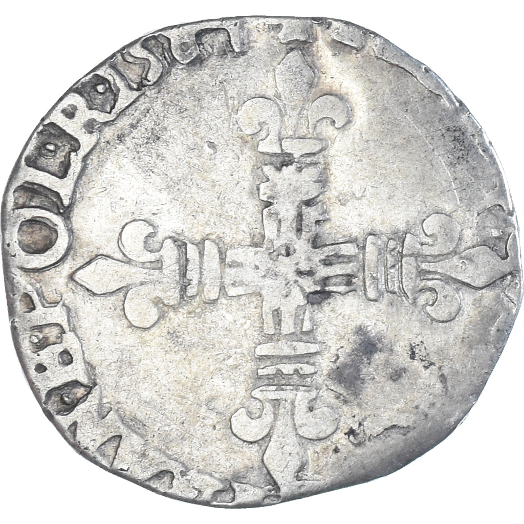 Moneta, Francia, Henri III, 1/8 Ecu, 1581, Bayonne, rogné, MB+, Argento