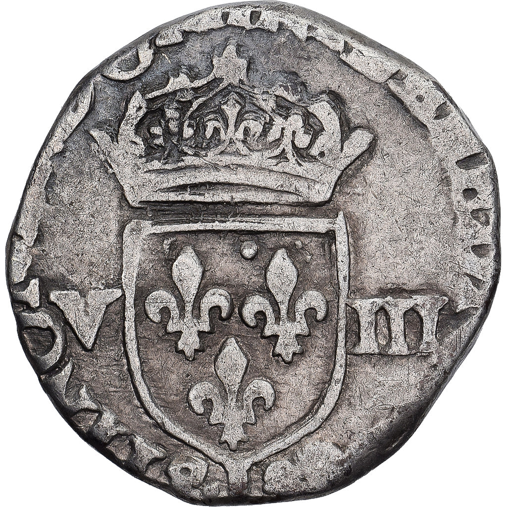 Munten, Frankrijk, Henri III, 1/8 Ecu, 1581, Bayonne, rogné, FR+, Zilver
