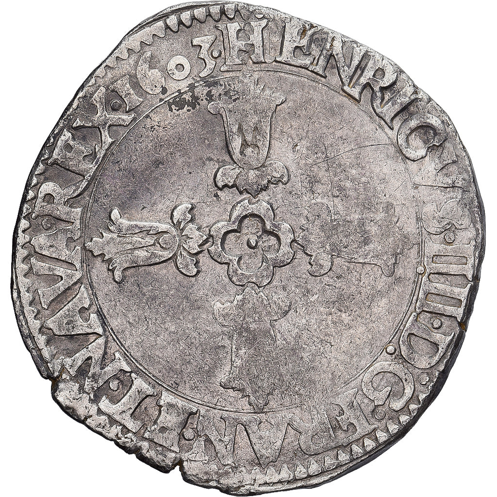 Moneta, Francja, Henri IV, 1/4 Ecu, 1603, Bordeaux, VF(30-35), Srebro