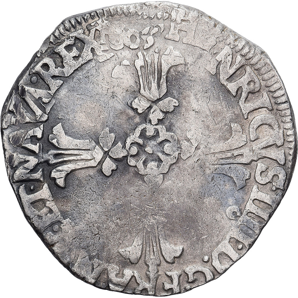 Moneda, Francia, Henri IV, 1/4 Ecu, 1605, Rennes, MBC, Plata, Gadoury:597
