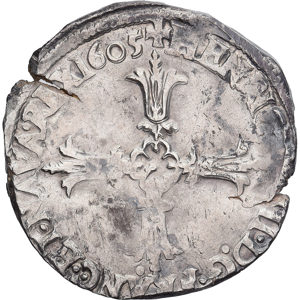 Moneta, Francja, Henri IV, 1/4 Ecu, 1605, Nantes, EF(40-45), Srebro, Gadoury:597