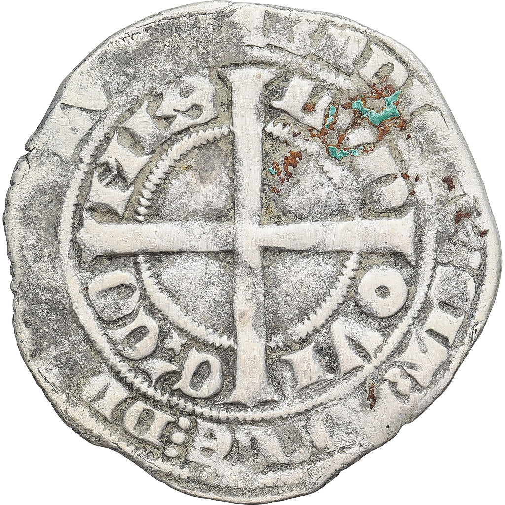 Munten, Frankrijk, Vlaanderen, Louis II de Mâle, Gros, 1346-1384, FR+, Zilver