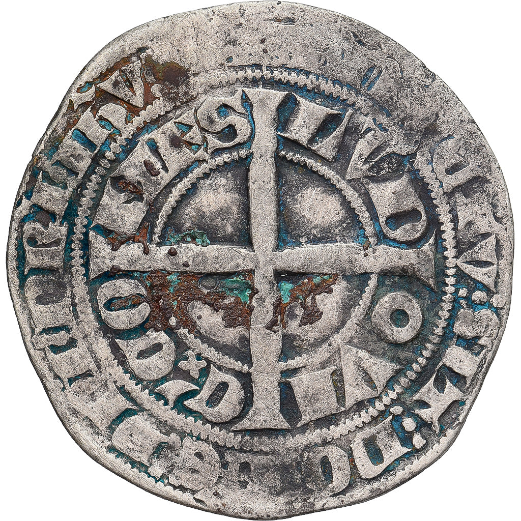 Moneda, Francia, Flanders, Louis II de Mâle, Gros, 1346-1384, BC+, Plata