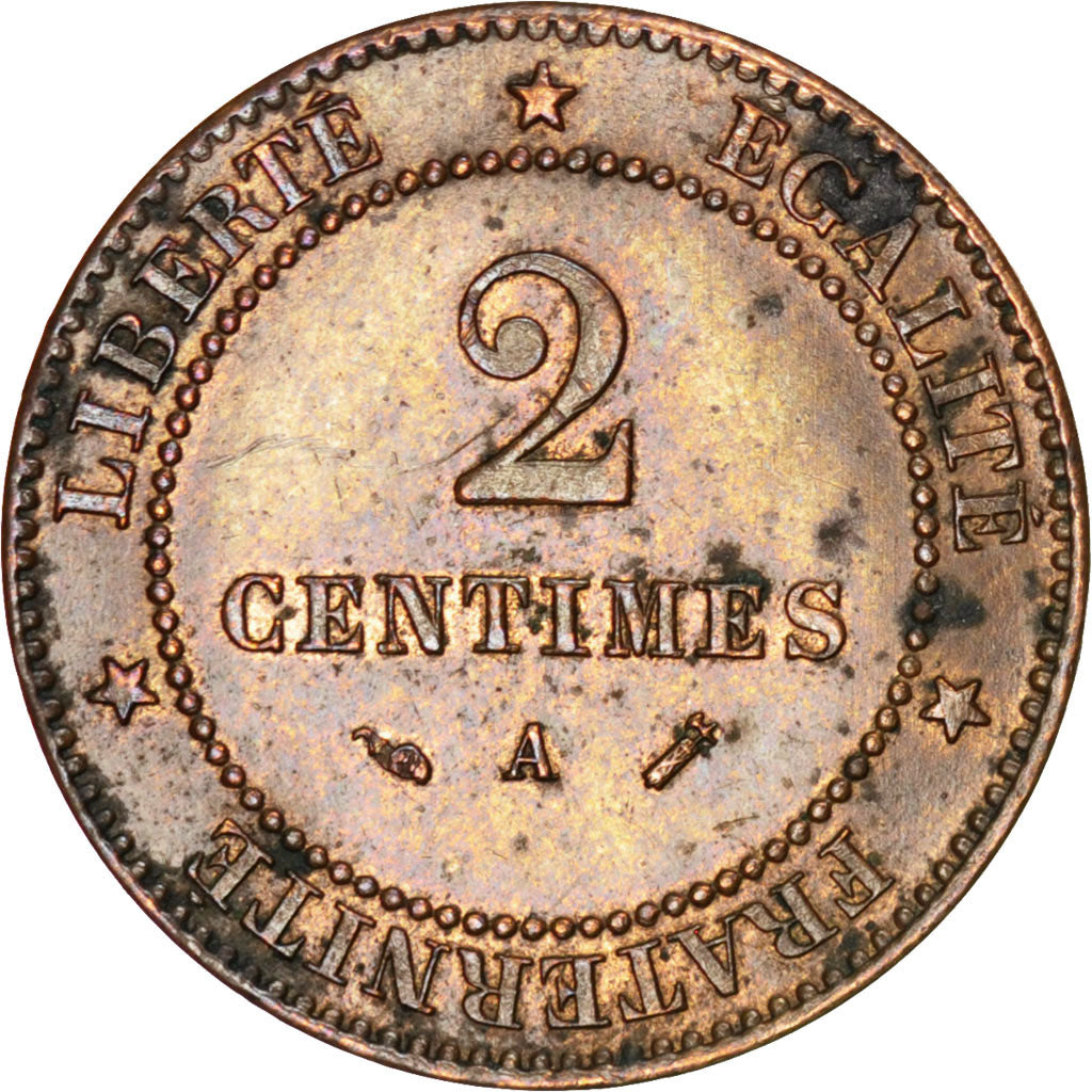 Coin, France, Cérès, 2 Centimes, 1888, Paris, AU(50-53), Bronze, KM:827.1