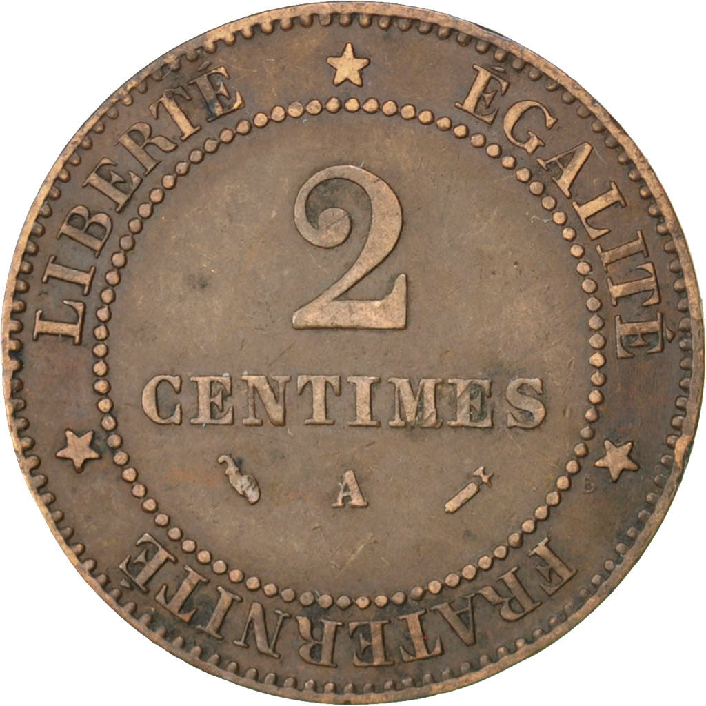 Coin, France, Cérès, 2 Centimes, 1882, Paris, EF(40-45), Bronze, KM:827.1