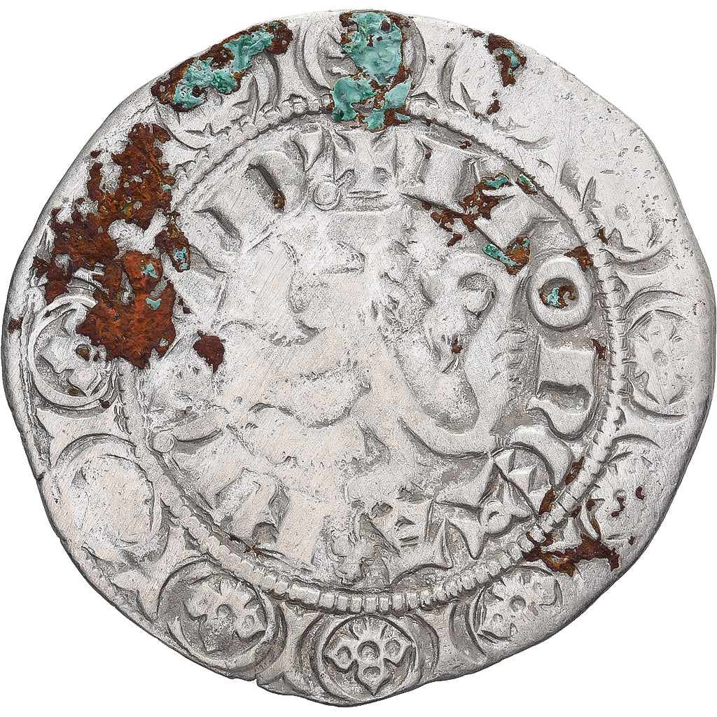 Moneda, Francia, Flanders, Louis II de Mâle, Gros, 1346-1384, BC+, Plata