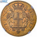 Republic of Genoa, 96 lire, 1796* (1814), Genoa, Dourado, NGC, AU58, KM:251