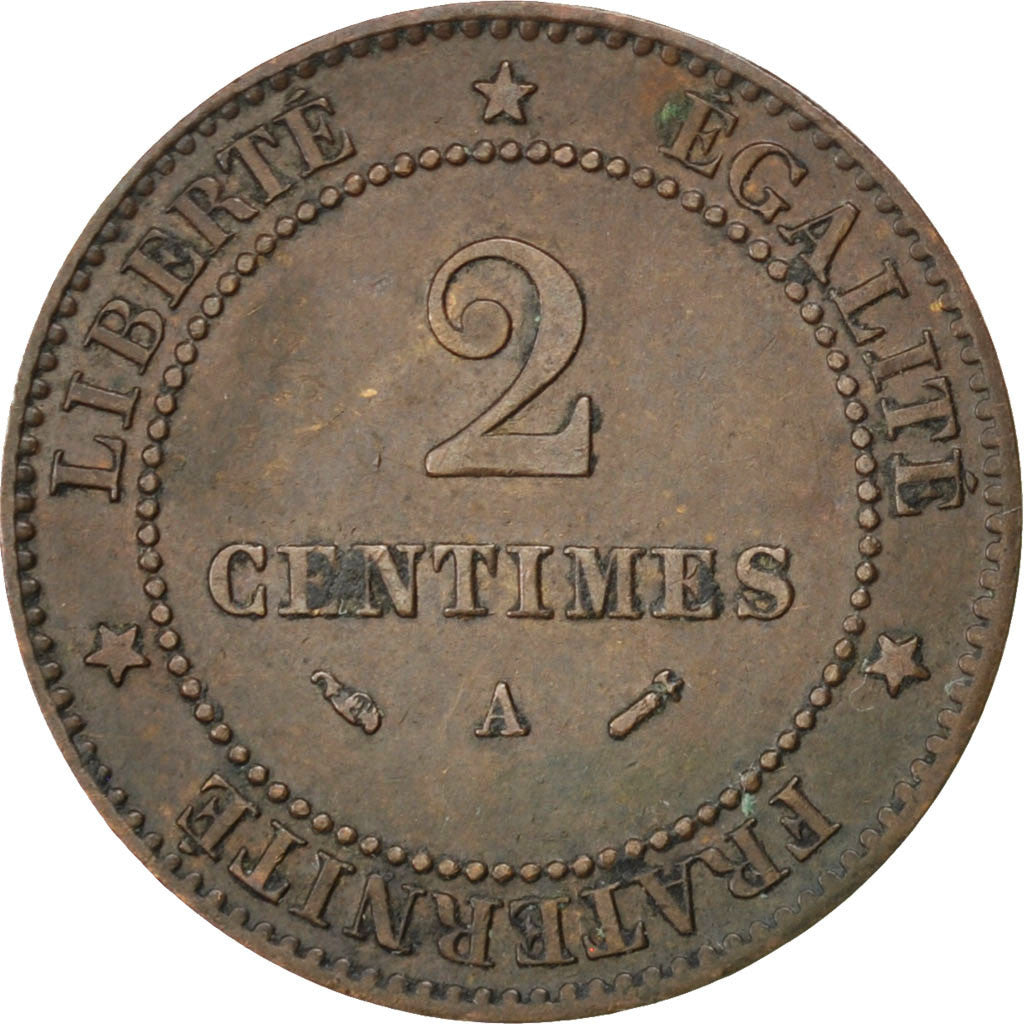 Coin, France, Cérès, 2 Centimes, 1883, Paris, AU(50-53), Bronze, KM:827.1