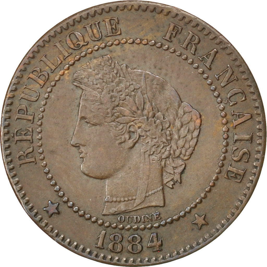 Coin, France, Cérès, 2 Centimes, 1884, Paris, AU(50-53), Bronze, KM:827.1