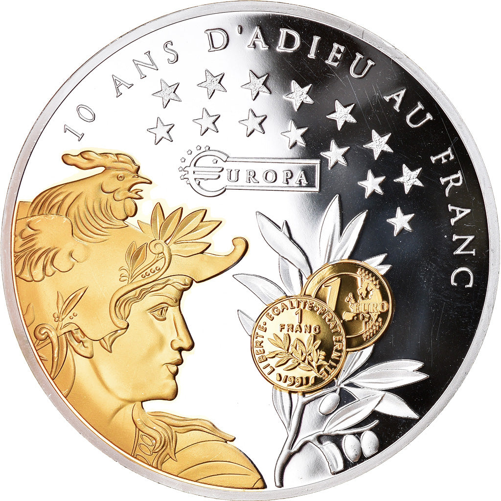 France, Medal, 10 ans d'adieu au Franc, Liberté, Égalité, Fraternité