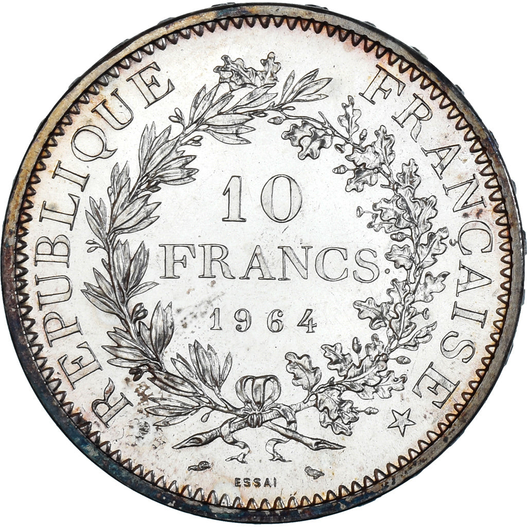 Moeda, França, Hercule, 10 Francs, 1964, Monnaie de Paris, ENSAIO, MS(63)