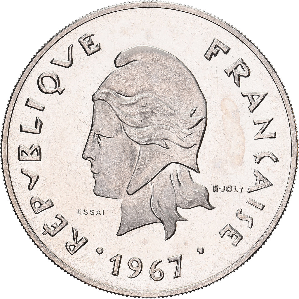 Moeda, Polinésia Francesa, 50 Francs, 1967, Monnaie de Paris, ENSAIO