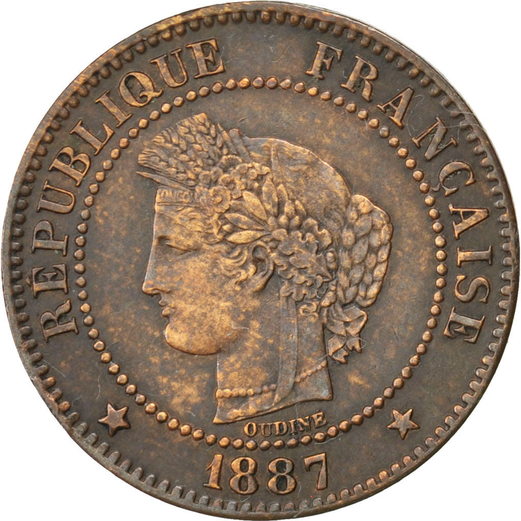 Coin, France, Cérès, 2 Centimes, 1887, Paris, AU(50-53), Bronze, KM:827.1