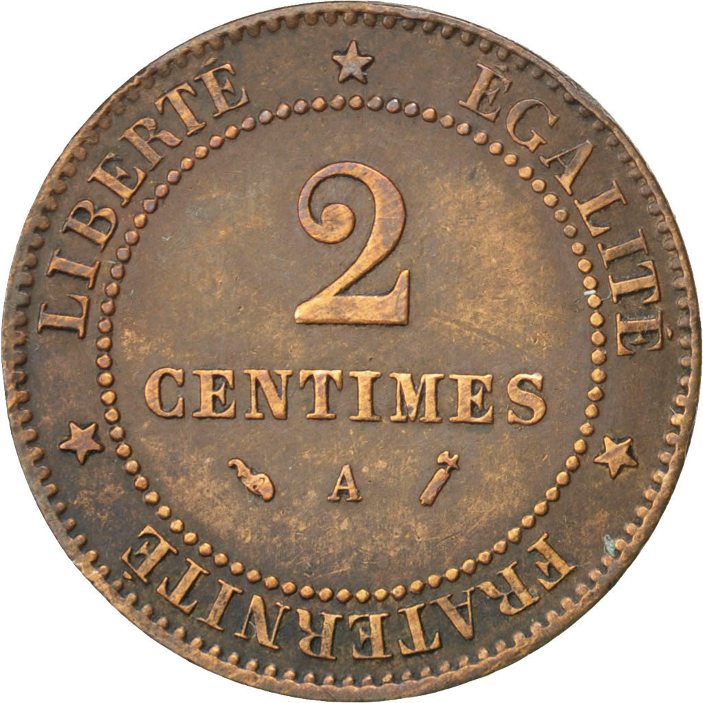 Coin, France, Cérès, 2 Centimes, 1887, Paris, AU(50-53), Bronze, KM:827.1