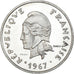Moneda, Nueva Caledonia, 20 Francs, 1967, Monnaie de Paris, ESSAI, FDC, Níquel