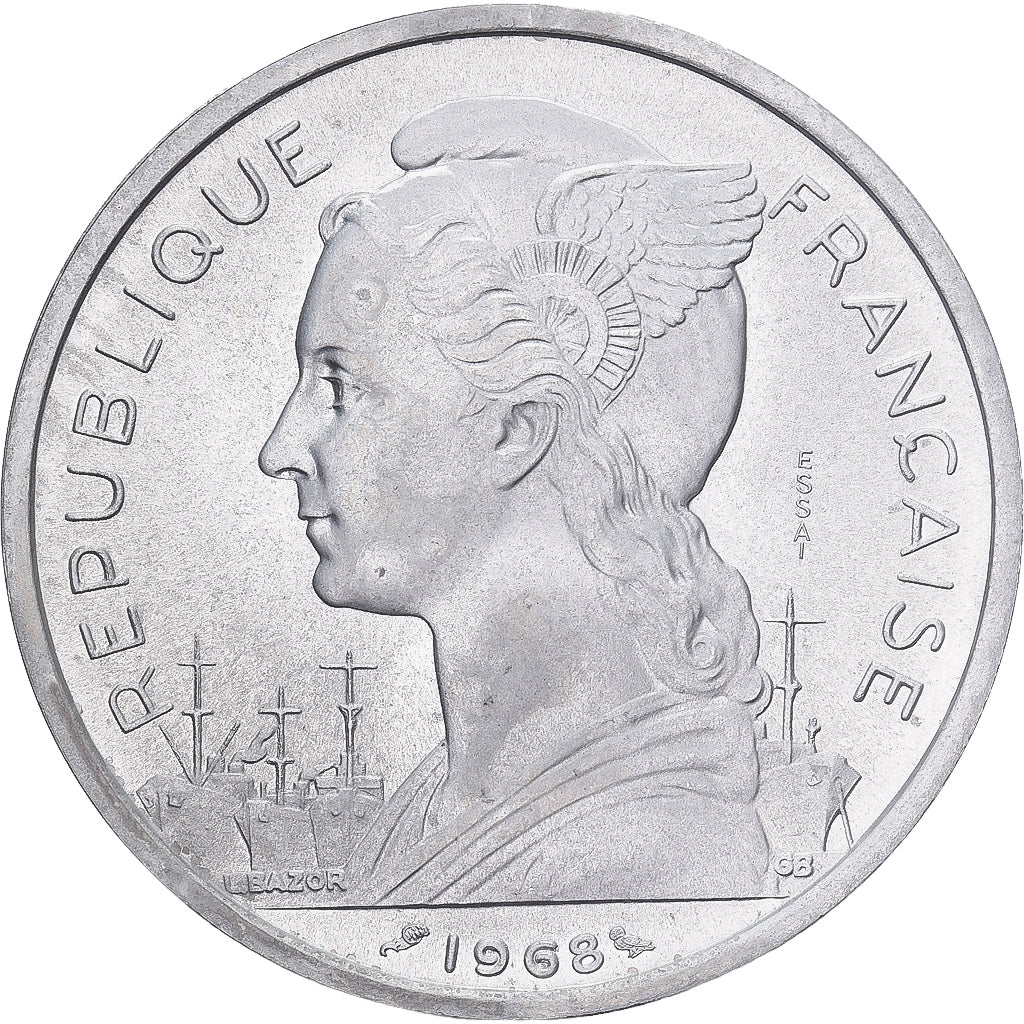 Coin, FRENCH AFARS & ISSAS, 5 Francs, 1968, Monnaie de Paris, ESSAI, MS(65-70)